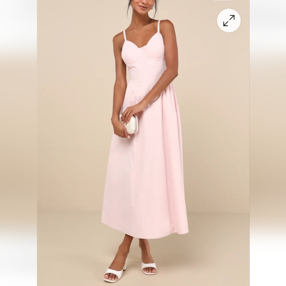 Lulus NWT Veris Blush Pink Bustier Midi Dress Size M